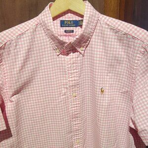 Polo Ralph Lauren XL Pink Men's Classic Oxford  Short Sleeve Shirt